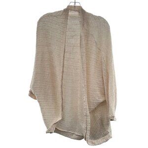 I JOAH Women's Open Knit Cardigan Long Sleeve Open Front Cream Size Medium
